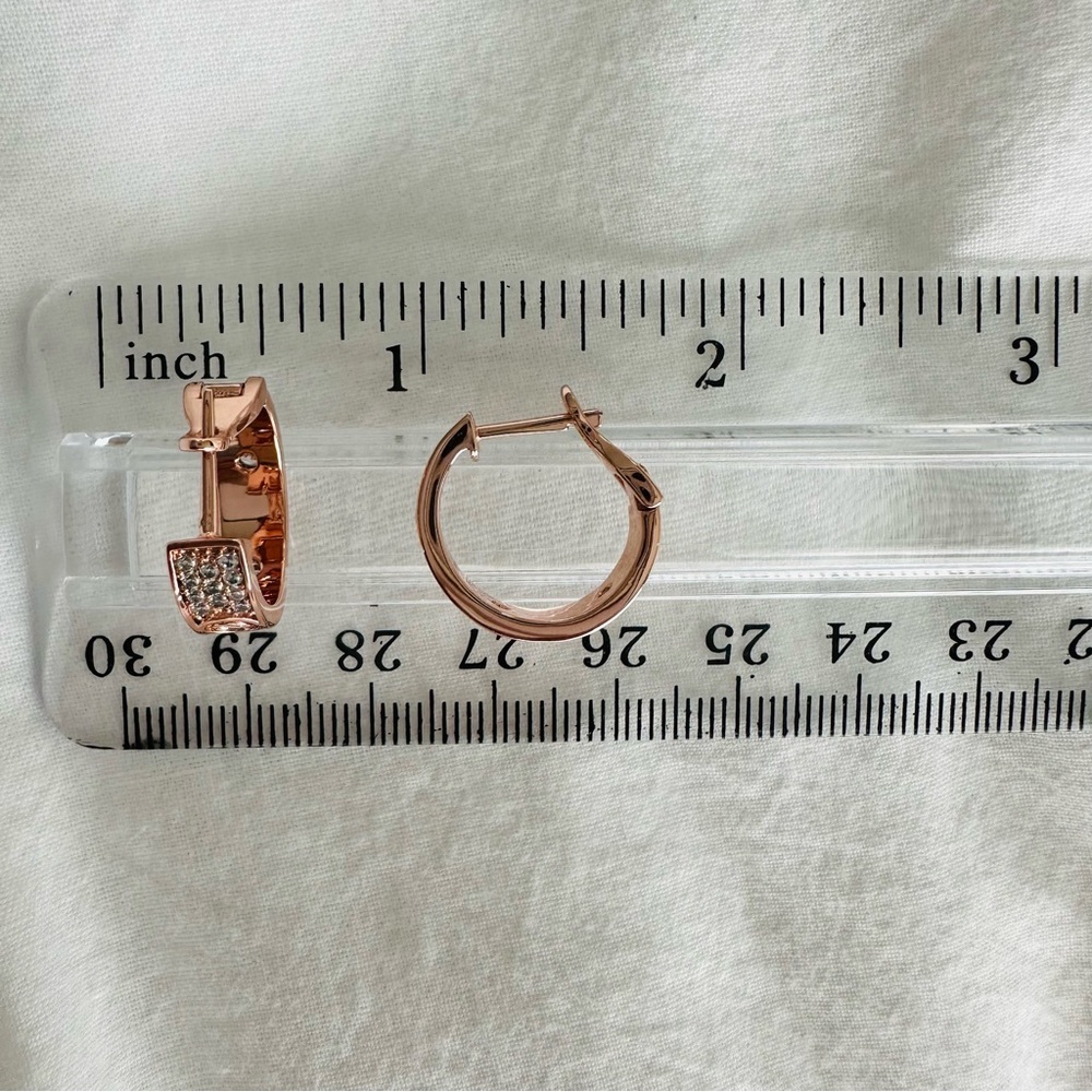 Love Earrings Sterling Silver 925 Simulated Diamond Pave 18k Rose Gold Overlay - Picture 5 of 11